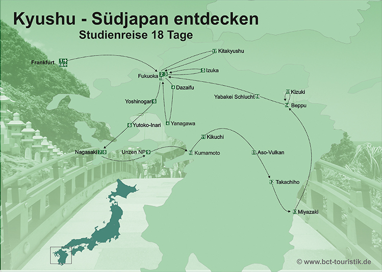 Entdecken Sie Kyushu, den unbekannten Süden Japan auf eine Reise für Wiederholer, die Japan ein zweiten Mal erkunden möchten.
